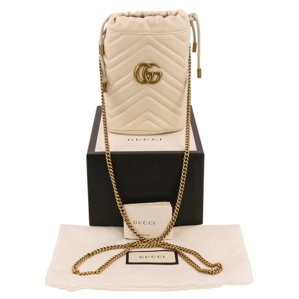 GUCCI Authentic White Leather GG Marmont Shoulder Bag - Picture 13 of 13